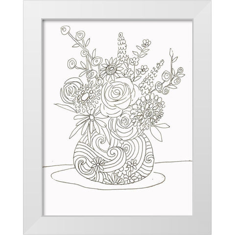 Line Bouquet White Modern Wood Framed Art Print by Rupp, Mariah