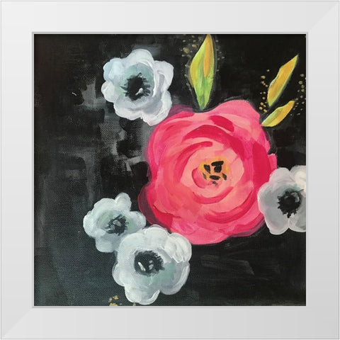 Pink Rose Anemones White Modern Wood Framed Art Print by Rupp, Mariah