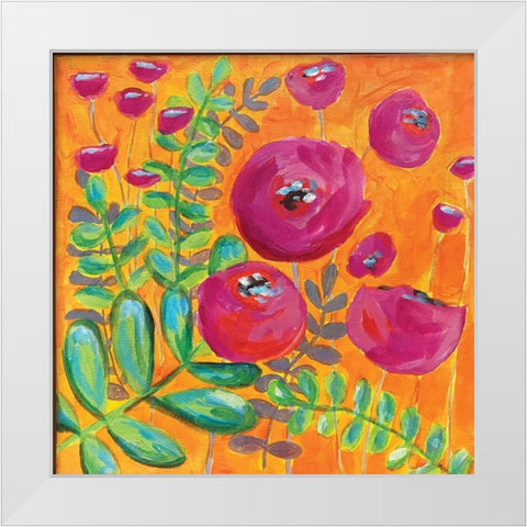 Orange Floral White Modern Wood Framed Art Print by Rupp, Mariah