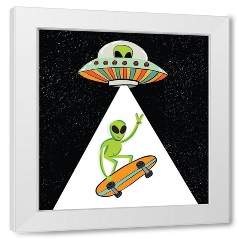 UFO Alien White Modern Wood Framed Art Print by Rupp, Mariah