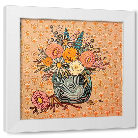 Peach Vase White Modern Wood Framed Art Print by Rupp, Mariah