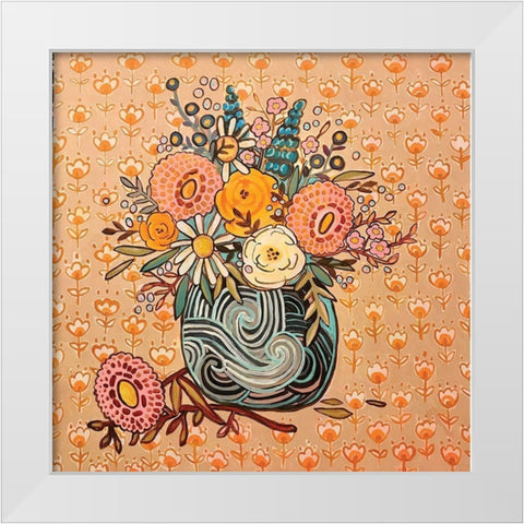 Peach Vase White Modern Wood Framed Art Print by Rupp, Mariah