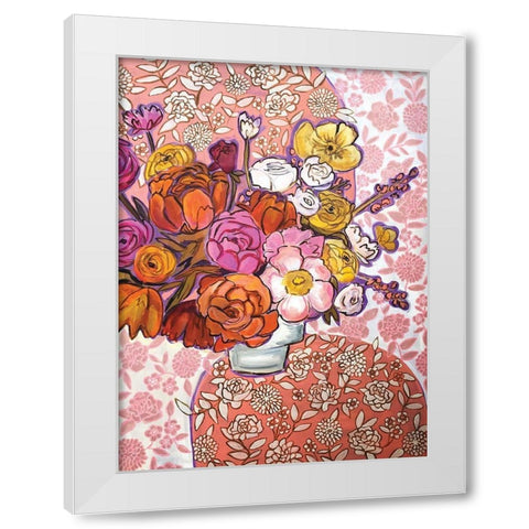 Pink Floral White Modern Wood Framed Art Print by Rupp, Mariah