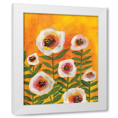 Flowers on Yellow White Modern Wood Framed Art Print by Rupp, Mariah