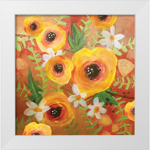 Yellow Roses White Modern Wood Framed Art Print by Rupp, Mariah