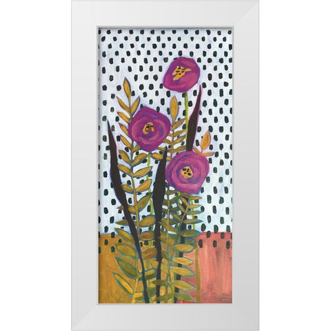 Purple Flowers White Modern Wood Framed Art Print by Rupp, Mariah