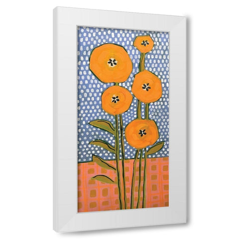 Orange on Polka Dots White Modern Wood Framed Art Print by Rupp, Mariah