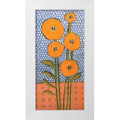 Orange on Polka Dots White Modern Wood Framed Art Print by Rupp, Mariah