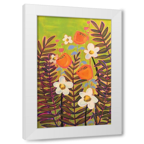 Orange Floral White Modern Wood Framed Art Print by Rupp, Mariah