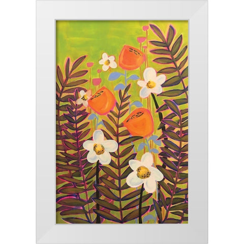 Orange Floral White Modern Wood Framed Art Print by Rupp, Mariah