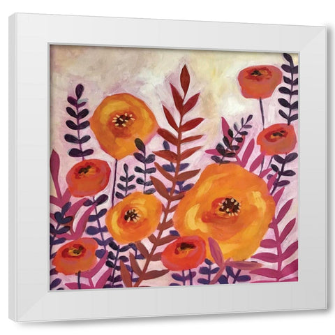 Purple Leaves White Modern Wood Framed Art Print by Rupp, Mariah