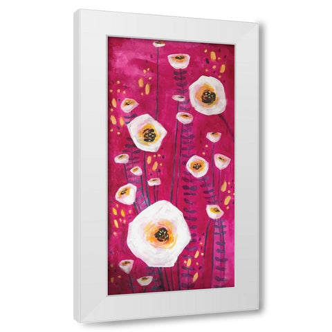 Pink Flowers White Modern Wood Framed Art Print by Rupp, Mariah