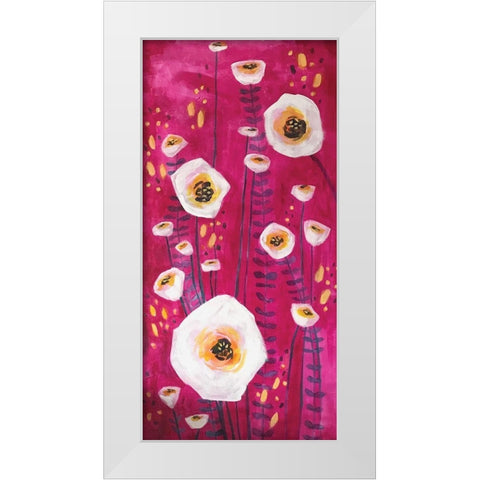 Pink Flowers White Modern Wood Framed Art Print by Rupp, Mariah