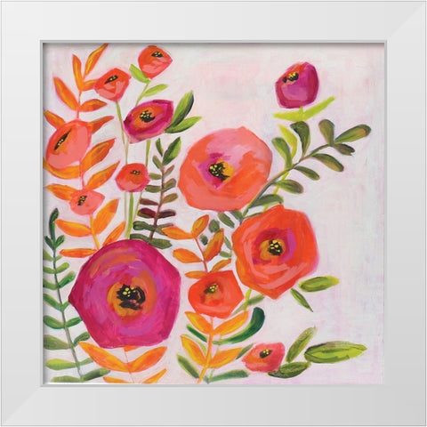 Flowers and Leaves White Modern Wood Framed Art Print by Rupp, Mariah