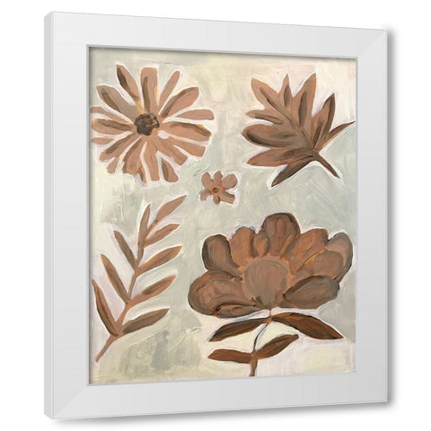 Brown Flowers White Modern Wood Framed Art Print by Rupp, Mariah