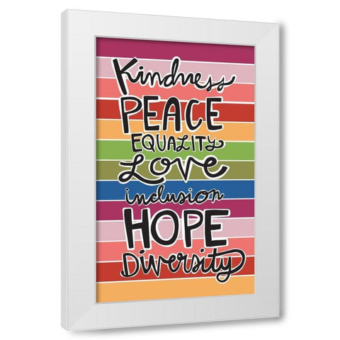 Kindness Rainbow White Modern Wood Framed Art Print by Rupp, Mariah