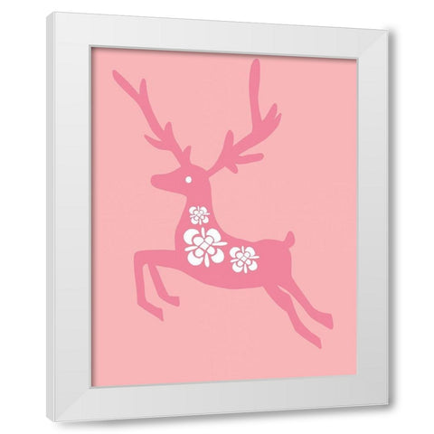 Blush Reindeer White Modern Wood Framed Art Print by Rupp, Mariah
