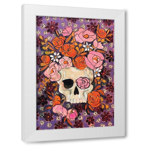 Sugar Skulls in Purple White Modern Wood Framed Art Print by Rupp, Mariah