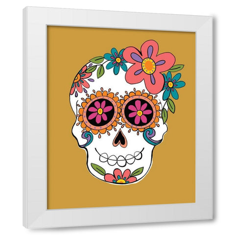 Sugar Skulls in Yellow White Modern Wood Framed Art Print by Rupp, Mariah
