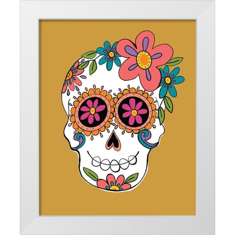 Sugar Skulls in Yellow White Modern Wood Framed Art Print by Rupp, Mariah