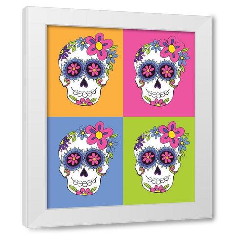 Sugar Skulls White Modern Wood Framed Art Print by Rupp, Mariah
