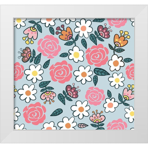 Rose Pattern White Modern Wood Framed Art Print by Rupp, Mariah