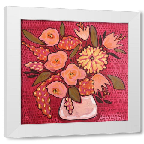 Raspberry Floral White Modern Wood Framed Art Print by Rupp, Mariah
