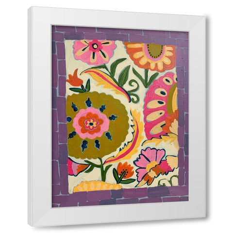 Purple Floral White Modern Wood Framed Art Print by Rupp, Mariah