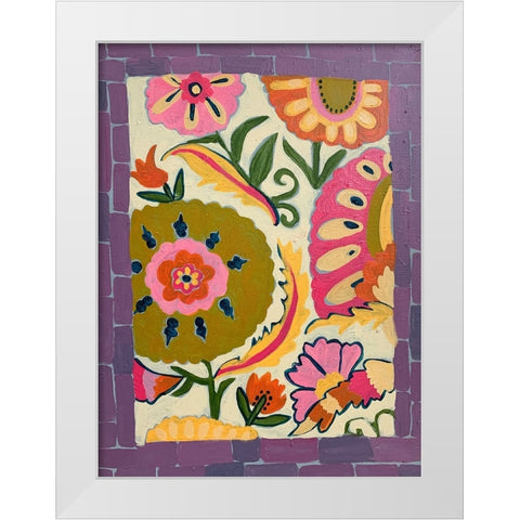 Purple Floral White Modern Wood Framed Art Print by Rupp, Mariah