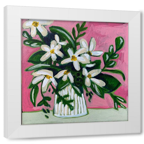 Floral on Pink II White Modern Wood Framed Art Print by Rupp, Mariah