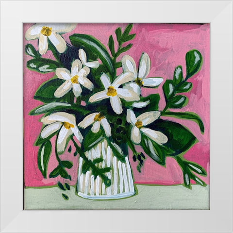 Floral on Pink II White Modern Wood Framed Art Print by Rupp, Mariah