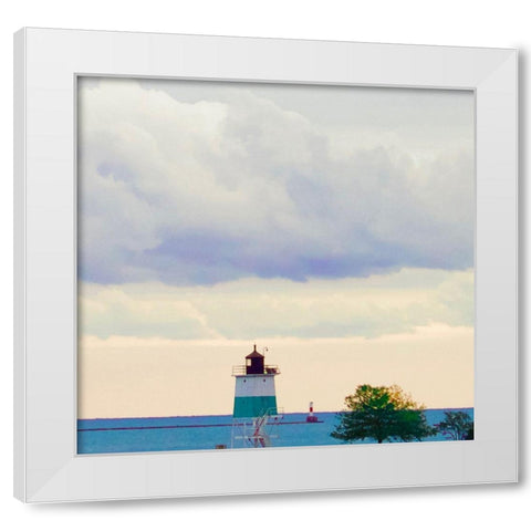 Lighthouse White Modern Wood Framed Art Print by Singleton, Ashley