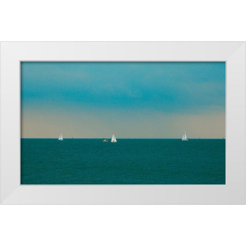 Horizon Line White Modern Wood Framed Art Print by Singleton, Ashley