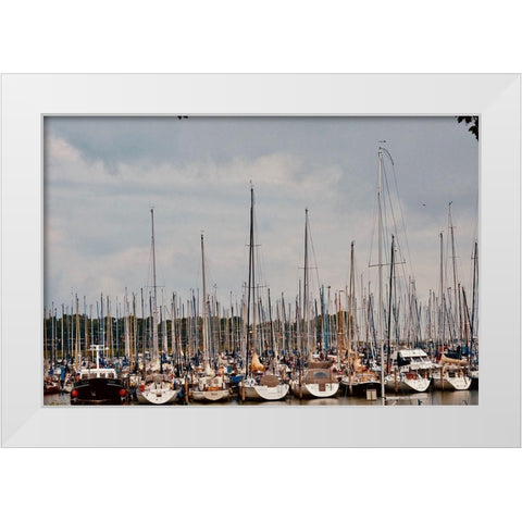 Boats White Modern Wood Framed Art Print by Singleton, Ashley