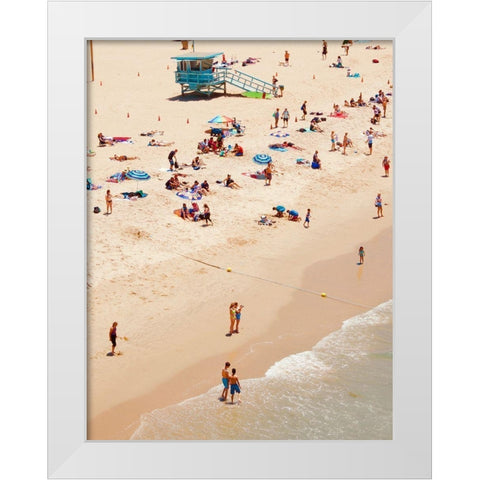 Tiny Beach People White Modern Wood Framed Art Print by Singleton, Ashley