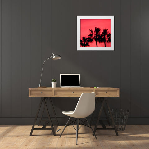 Neon Palm Trees III White Modern Wood Framed Art Print by Singleton, Ashley