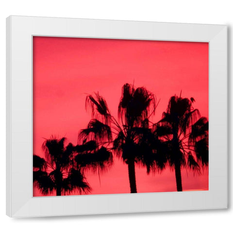 Neon Palm Trees III White Modern Wood Framed Art Print by Singleton, Ashley