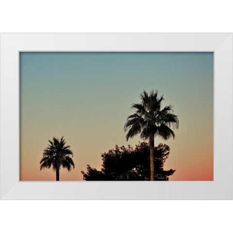 Palm Tree Sunset White Modern Wood Framed Art Print by Singleton, Ashley