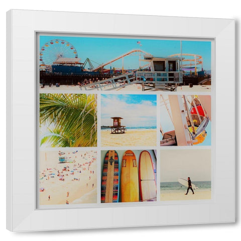 Surfer Collage White Modern Wood Framed Art Print by Singleton, Ashley