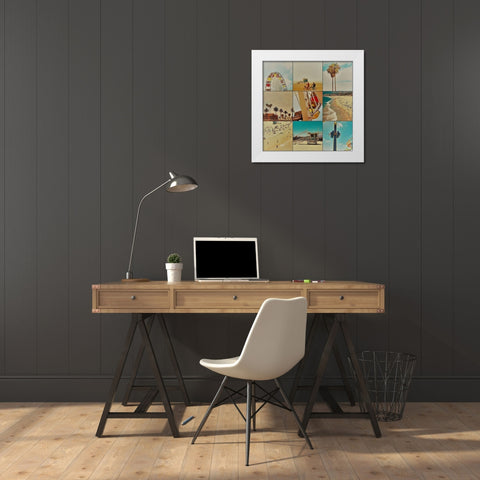 Surfer Collage II White Modern Wood Framed Art Print by Singleton, Ashley