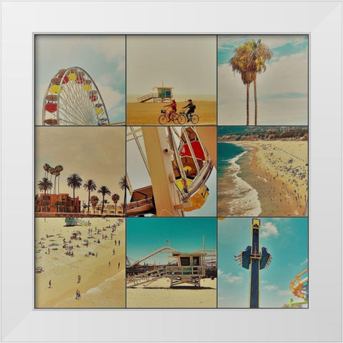 Surfer Collage II White Modern Wood Framed Art Print by Singleton, Ashley
