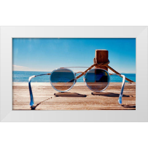 Shades White Modern Wood Framed Art Print by Singleton, Ashley