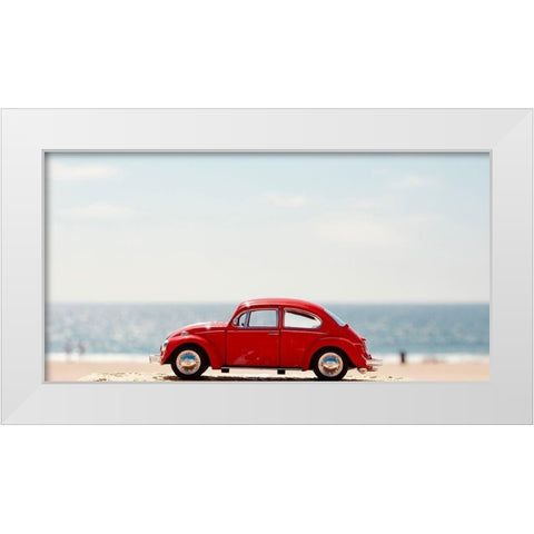Red Car II White Modern Wood Framed Art Print by Singleton, Ashley