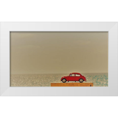 Red Car III White Modern Wood Framed Art Print by Singleton, Ashley