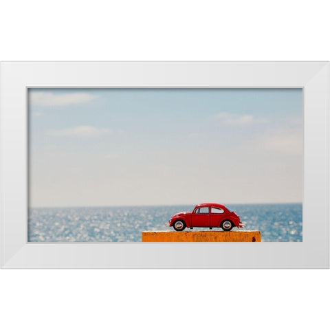 Red Car IV White Modern Wood Framed Art Print by Singleton, Ashley