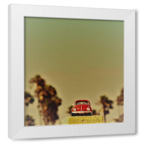 Red Car VII White Modern Wood Framed Art Print by Singleton, Ashley