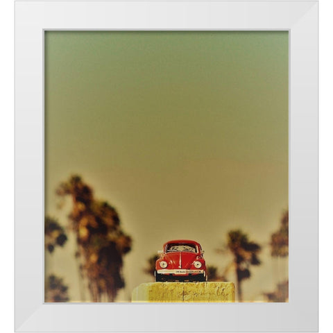 Red Car VII White Modern Wood Framed Art Print by Singleton, Ashley