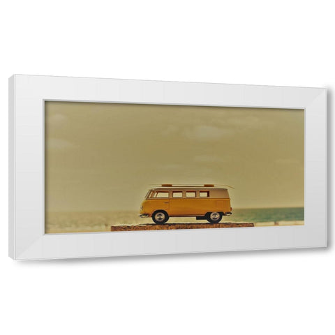 Yellow Bus White Modern Wood Framed Art Print by Singleton, Ashley