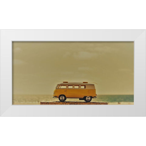 Yellow Bus White Modern Wood Framed Art Print by Singleton, Ashley