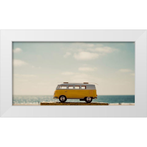 Yellow Bus II White Modern Wood Framed Art Print by Singleton, Ashley